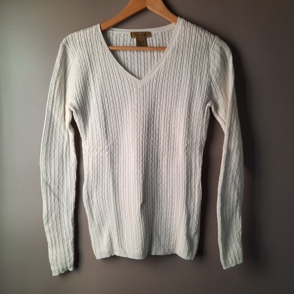Peck&Peck White Cable Knit Cotton Alpaca Sweater M - Picture 2 of 15